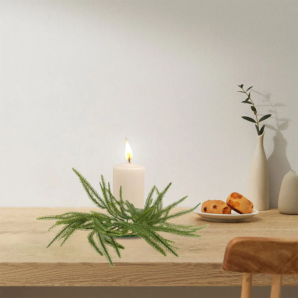 

2Pcs Artificial Pine Wreath Farmhouse Centerpiece Christmas Table Decoration Holiday Greenery Realistic Wreath Ring