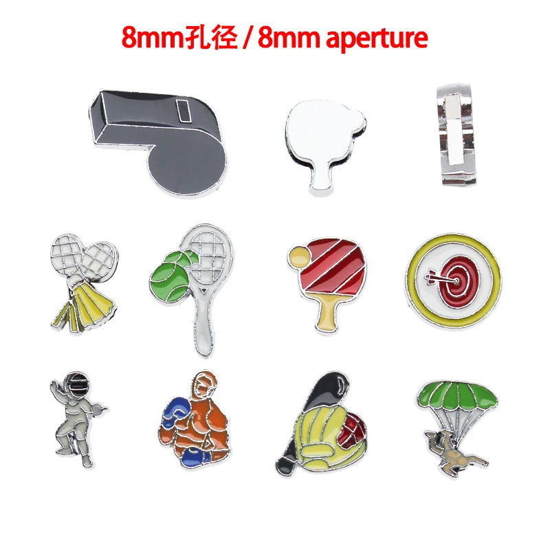 10Pcs/Lot 8mm Sports Slide Charms For Bracelet Women Jewelry Making Dog Pet Collar DIY Keychain Accessories Gift