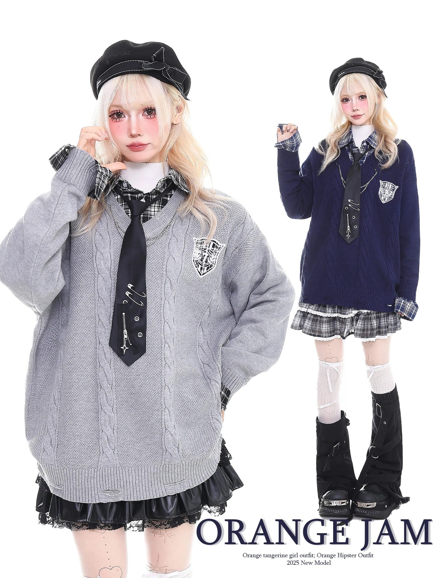 

Повседневный свободный женский вязаный свитер с воротником-стойкой, цвет оранжевый мармелад, осень-зима, новинка, в японском школьном стиле, имитация...