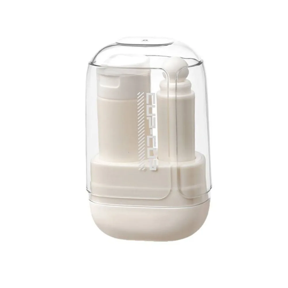 Juego de cepillos de dientes portátiles 3 en 1 para viaje, de plástico, que ahorran espacio, con vaso para cepillos de dientes y caja plegable para guardar pasta de dientes, para mujeres y hombres