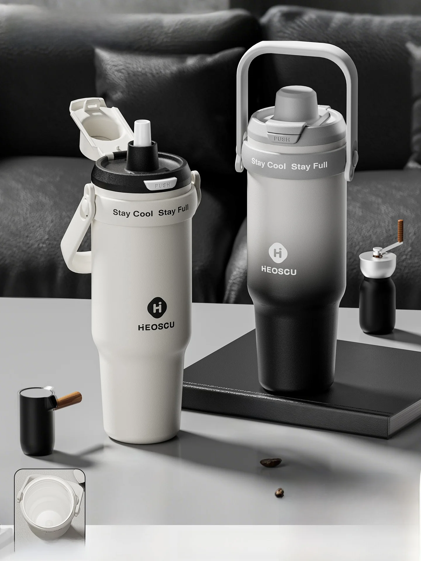 

Термокружка Heoscu Giic Ice King с внутренней колбой из нержавеющей стали, бутылка для воды для мужчин, для использования в автомобиле, антибактериальная, сохраняющая холод и тепло