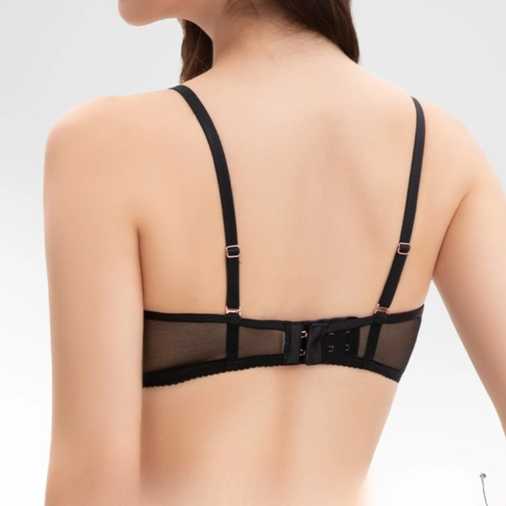 Front Closure Satin 3D Cup Bras Thin Version Underwire Push Up Sexy Multiway Convertible Straps Halter Women's Bra