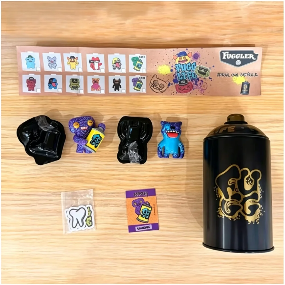 FUGGLER Authentic Baby Tooth Monster Decal Spray Can Box Cute and Wacky Trendy Toy Set Small Doll Collection Gift