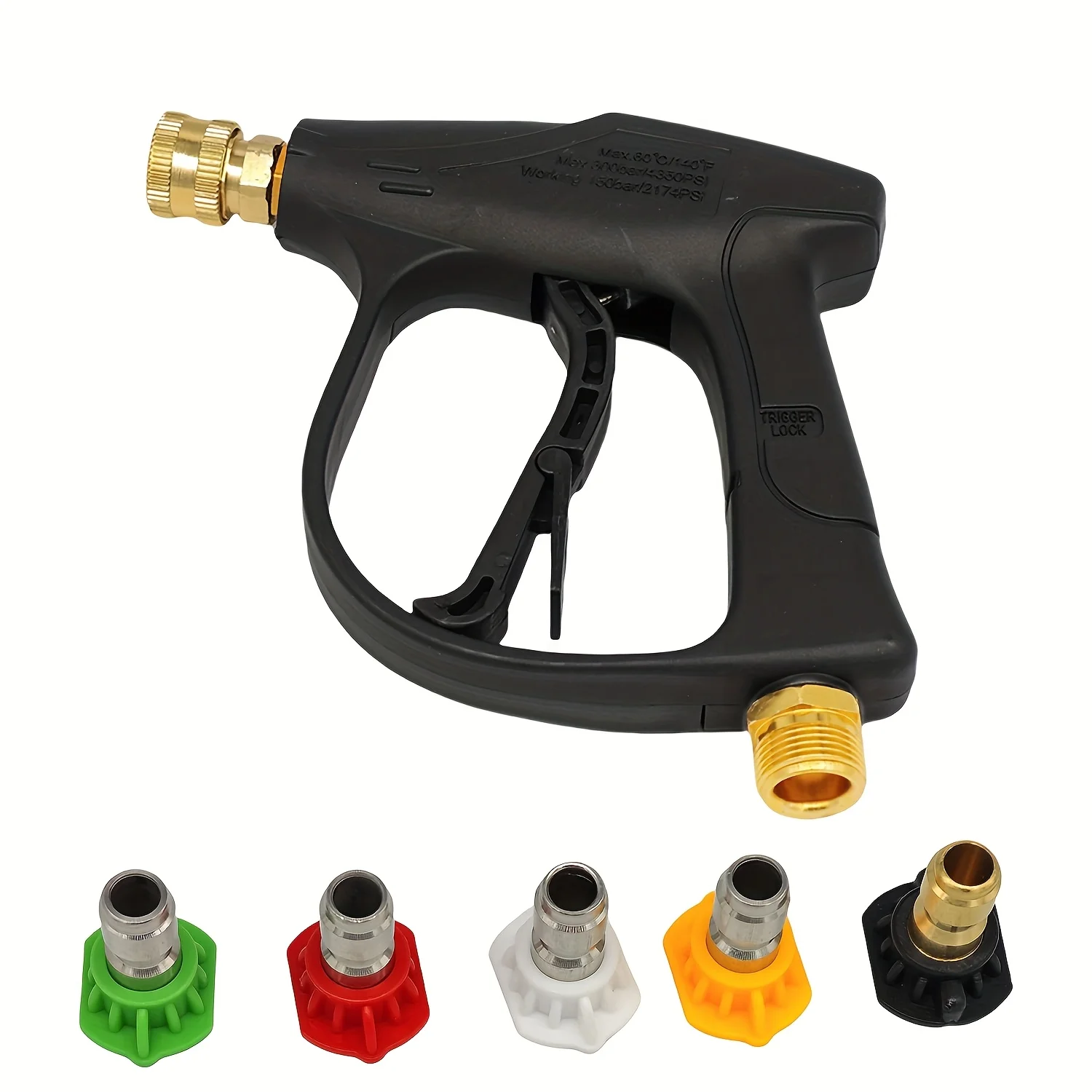 High Pressure Washer Gun , Car Washer Gun with 5 Nozzles and M22 Coupler For Car Washing And Garden Cleaning Tools