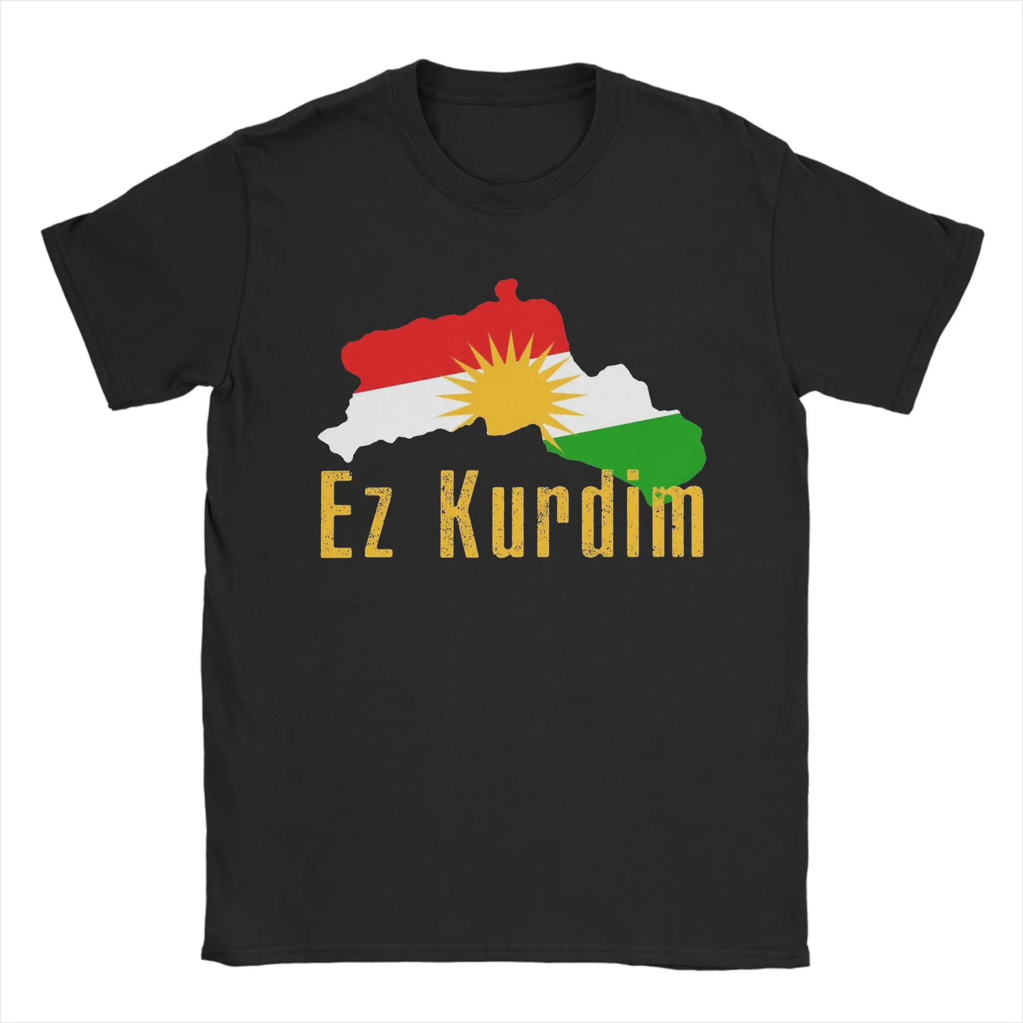 Kurdistan Flag Map  Cotton T-Shirt For Man Summer  Y2K Retro T Shirts Breathable Harajuku Tee Shirt Oversized Hot Sale Tops