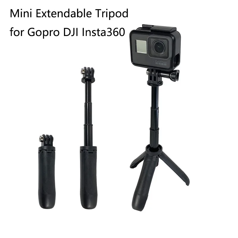 Mini Extendable Tripod Monopod Selfie Stick+Half Zip Mini Carrying Bag for GoPro 12 11 10 DJI Action 4 3 Insta360 X4 X3 X2 Vlog