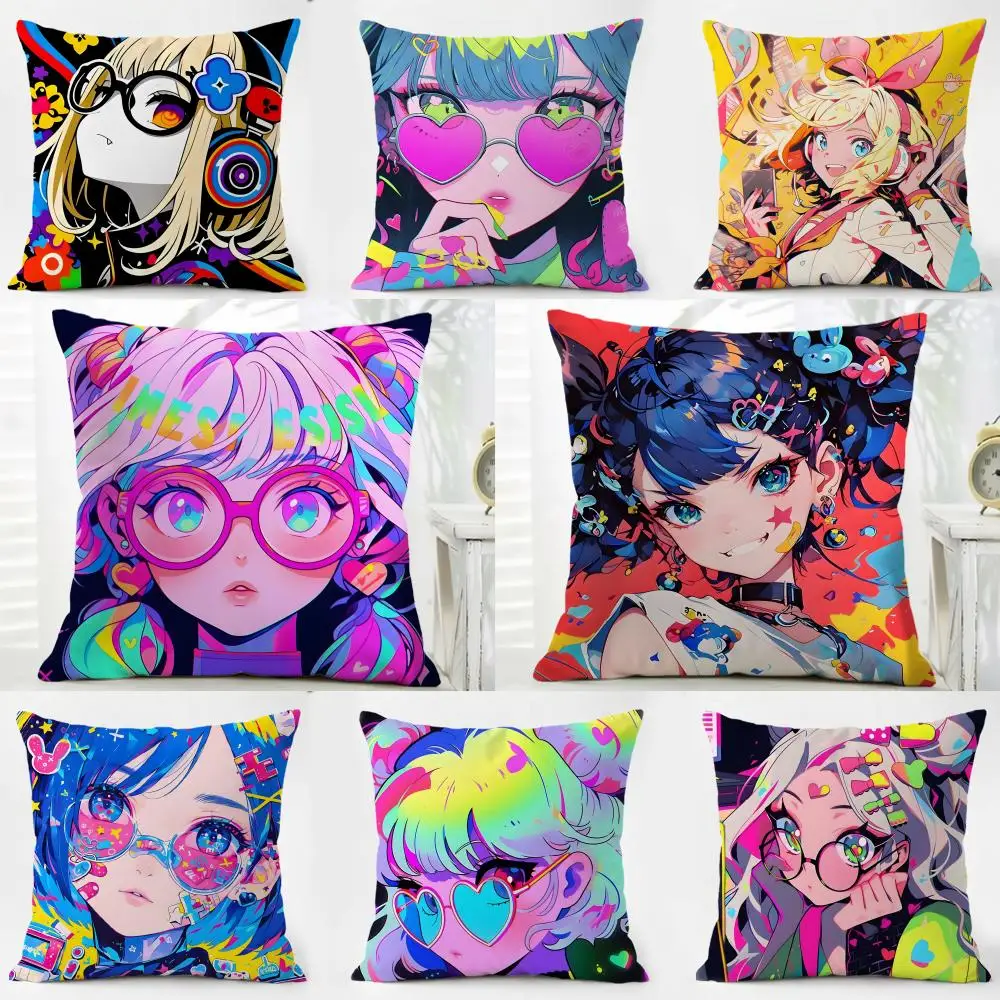 Fashion Pop Art Anime Street Graffiti Cushion Cover Washable Linen Pillowcase Soft  for Daily Sofa Bed Home Room Decor
