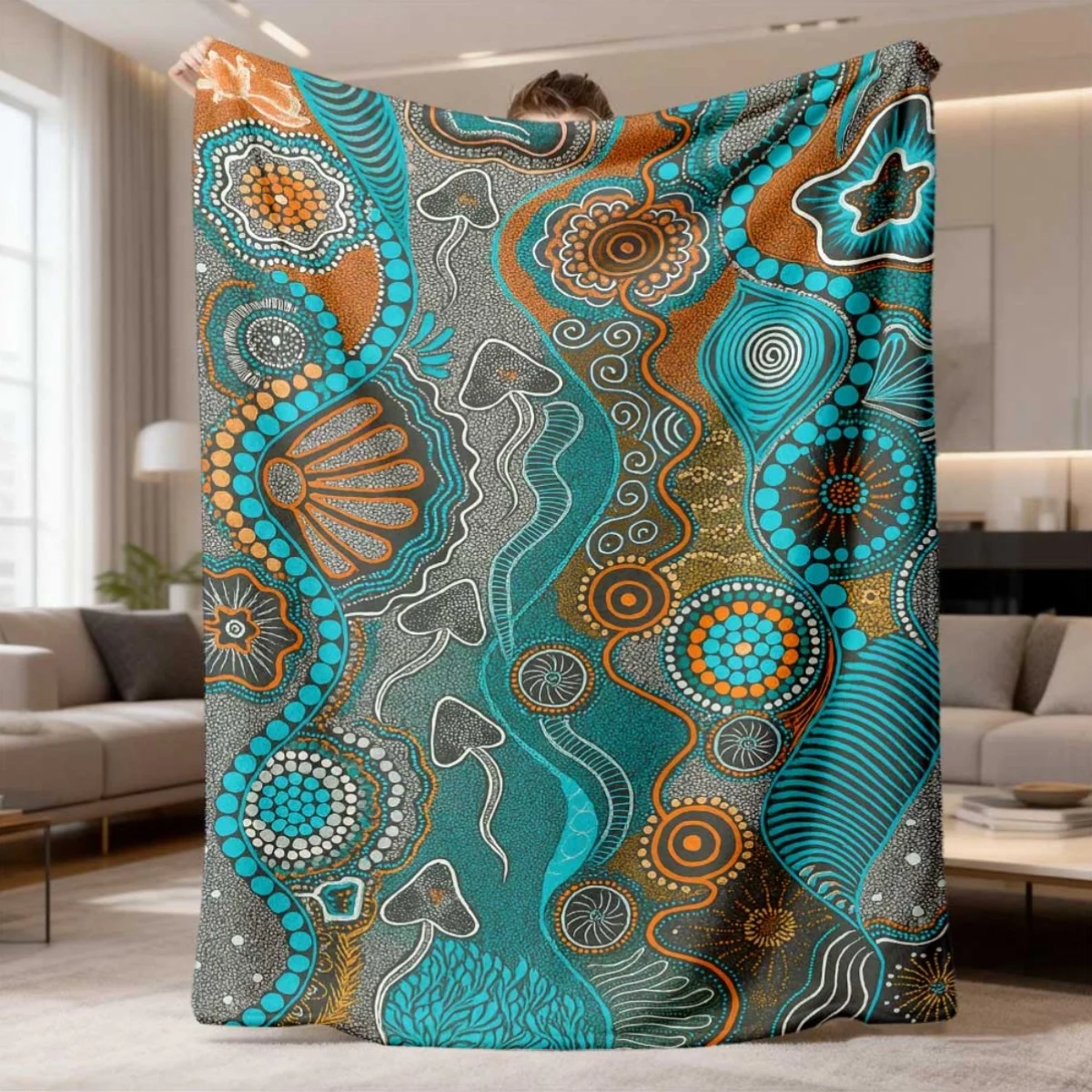 Large Boho Moroccan Geometric Tribal Print Throw Blanket 150x200cm Sofa Bed Decorative Living Room Cozy Throw