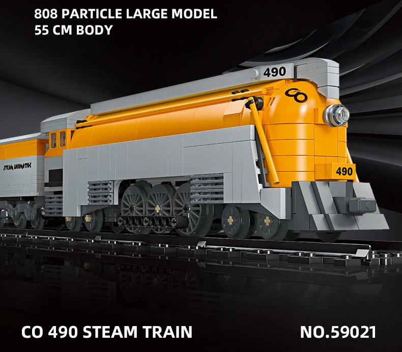 Idea CO490 Baustein-Eisenbahn-Zug-Konstruktionsset, klassische Dampflokomotive, Lernspielzeug, Sammlerstücke, ideal als Geschenk. – Detail 4