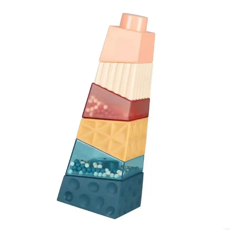 Cubos empilhamento educacionais CORB para crianças Cores brilhantes Blocos construção criativos Brinquedo jogo seguro