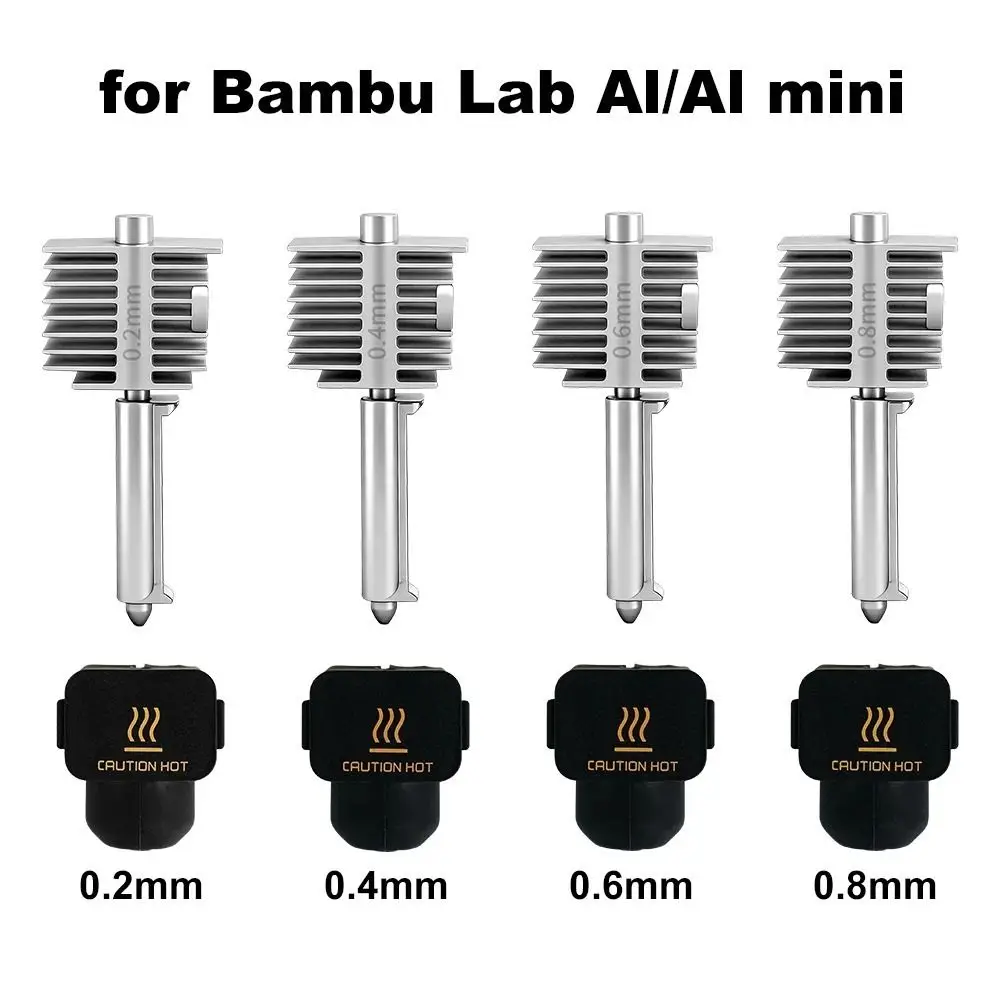 

Multi-Size 3D Printer Hot End High Temperature Resistant High Performance Hardened Steel Nozzle for BambuLabu A1/A1 MINI