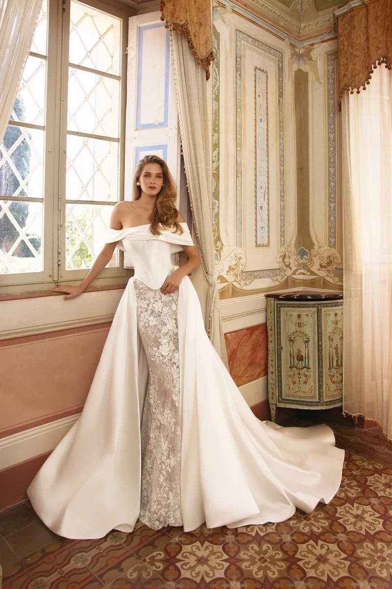 Vestidos Feminino Elegante Para Casamento Simple Wedding Dress Vestido Branco Noiva Civil De Princesa Cetim Lace A Line Bridal
