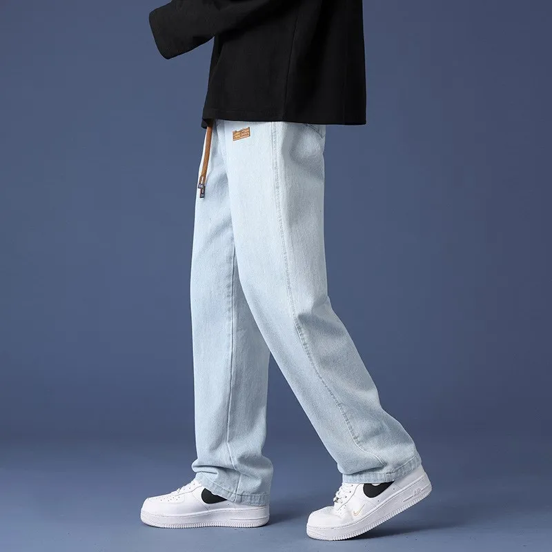 

Loose Straight Leg Men's Jeans American Retro Youth Casual Pants High Street Sle Cotton Trousers Spring Autumn Wear