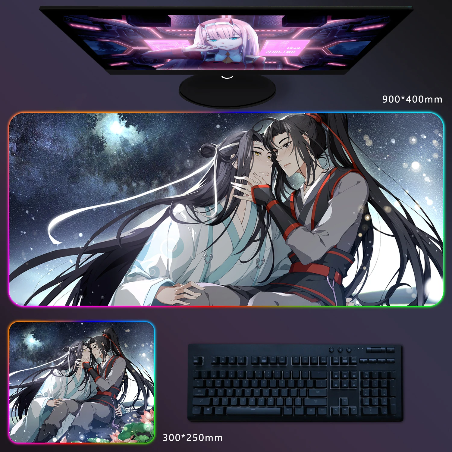 Mo Dao Zu Shi Mouse Pad Grandmaster of Demonic Cultivation Anime Game Mousepad LED Rubber Table Mat Laptop Pad Desktop Carpet