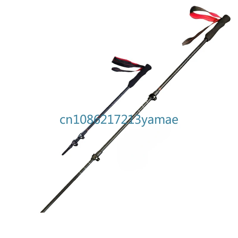 Carbon Fiber Alpenstock Retractable Carbon Lightweight Non-Slip Mountain Climbing Hiking Equipment Outdoor