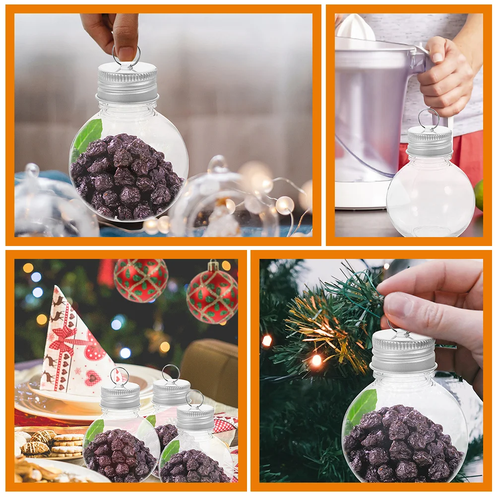 

6Pcs Clear Plastic Bottles with Lids Multipurpose Juice Milk Containers Bulb Shaped Airtight Beverage Bottles for Travel Daily