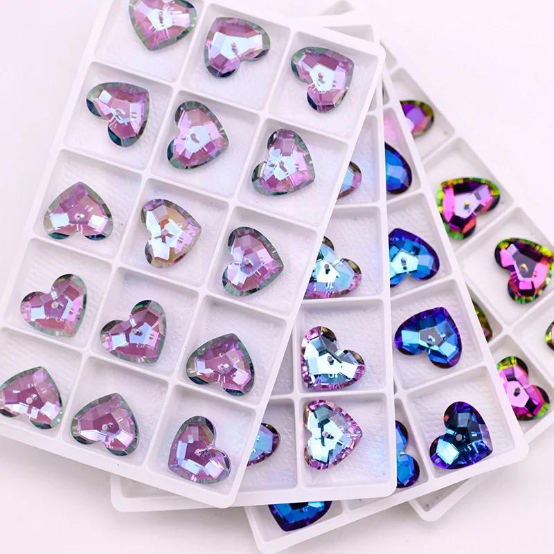 High Selling 17mm Fat Peach Ausrian Crystal Heart AB Fancy Shaped Small Pendant Beads Necklace Pendant DIY Material Accessories