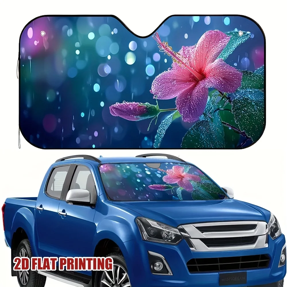 

1pc 2D flat pring Multi functional Windshield Sunshade for Car Floral polyester summer for Screen-friendly full sunshade