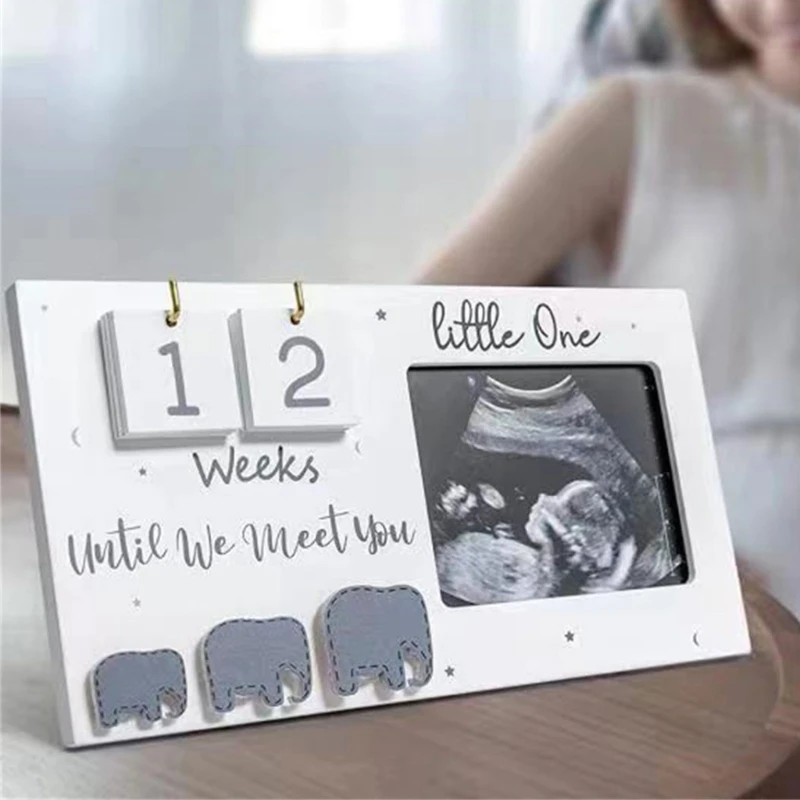 Creative Sonogram Picture Frame Wooden Baby Photo Frame Gender Reveal Pregnancy Announcement Sonogram Photo Frame