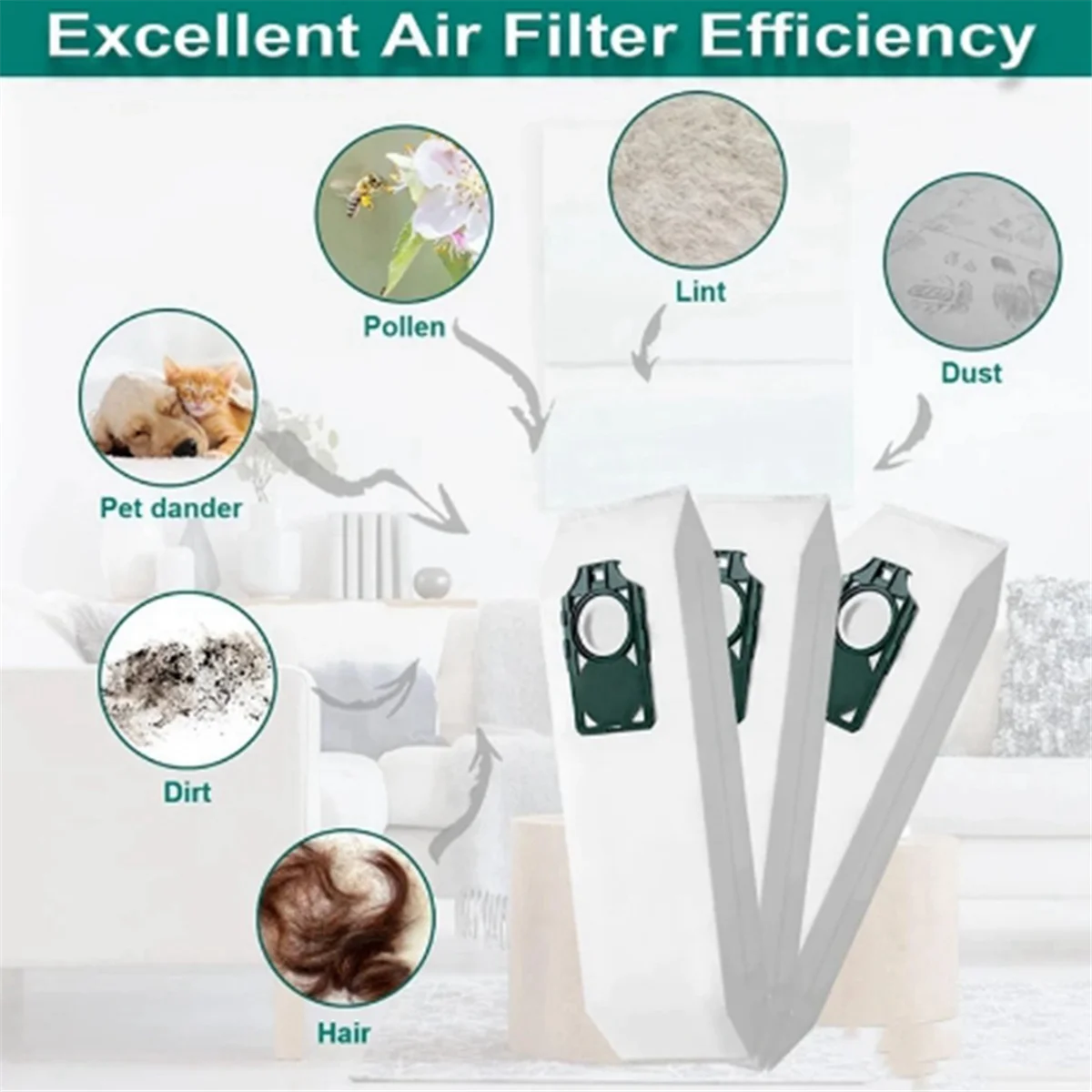 Bolsa de polvo de repuesto para Robot aspirador Riccar Surpalite R10S R10D R10O, 6 uds.