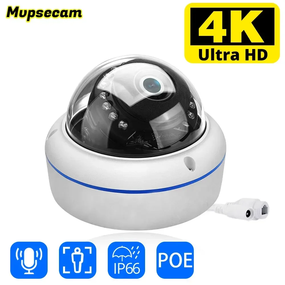 XMEYE 3.6mm Wide Angle Vandalproof 8MP 4K IP Camera Dome Metal Human Detect Audio H.265 HD Video Surveillance POE IP Camera CCTV