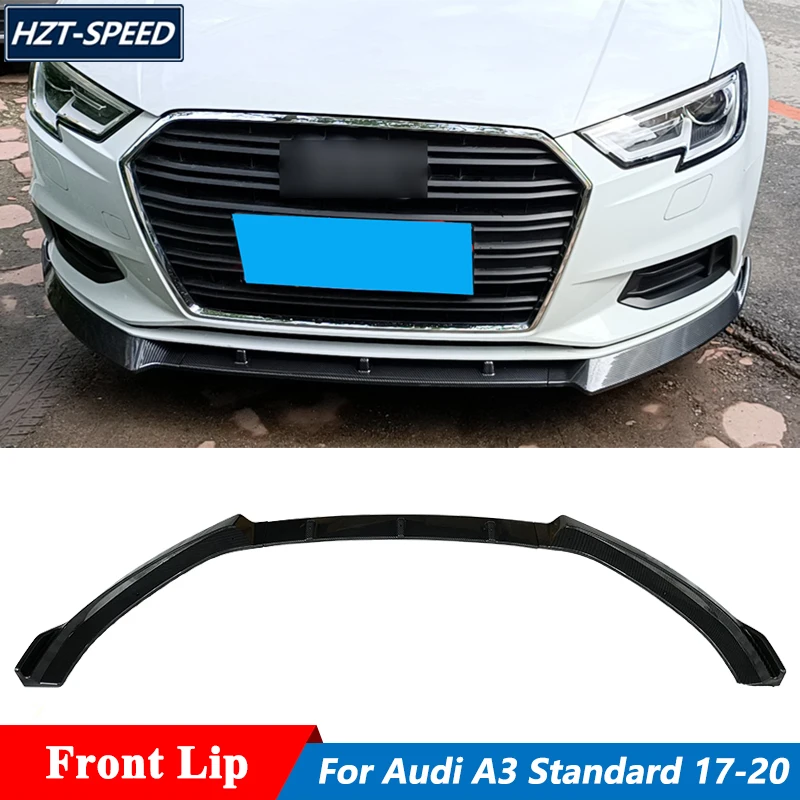 3 PCS Splitter ABS Black Or Carbon Look Front Bumper Spoiler Lip For Audi A3 Standard Car Styling 2017-2020