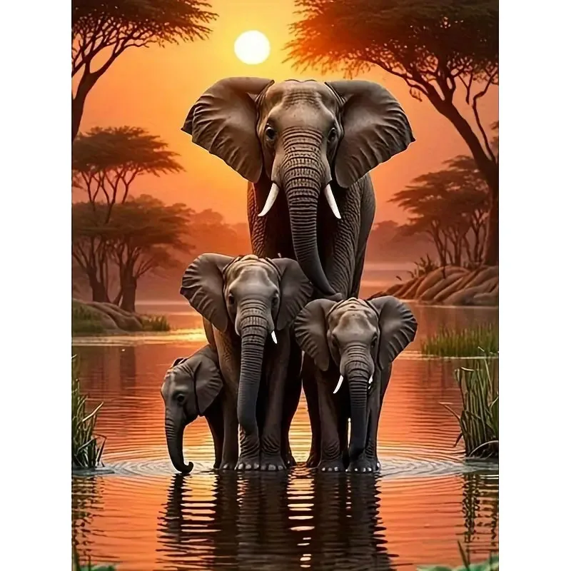 A set of elephant diamond painting set, DIY adult full diamo
