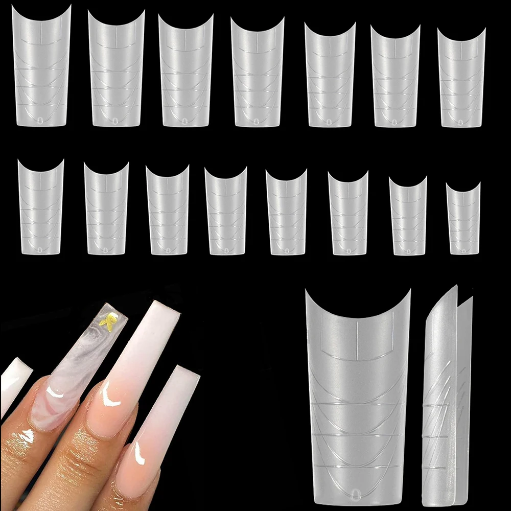 150Pcs Long Clear Coffin Nails Tips, Extra Long No C Curve Half Cover Coffin Nail Tips , Acrylic Nail Tips Fake Nails