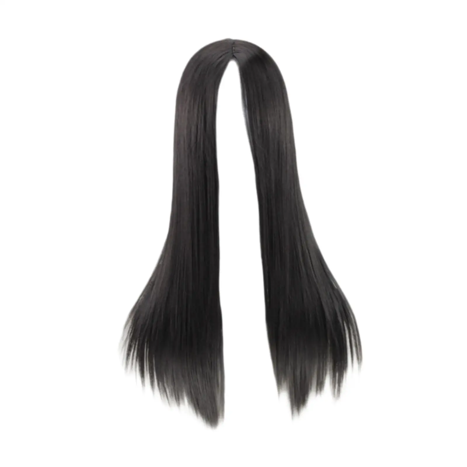 Peruca reta longa preta para mulheres, cabelo sintético elegante, charmoso e elegante, aniversário de casamento e compras, uso diário, 70cm