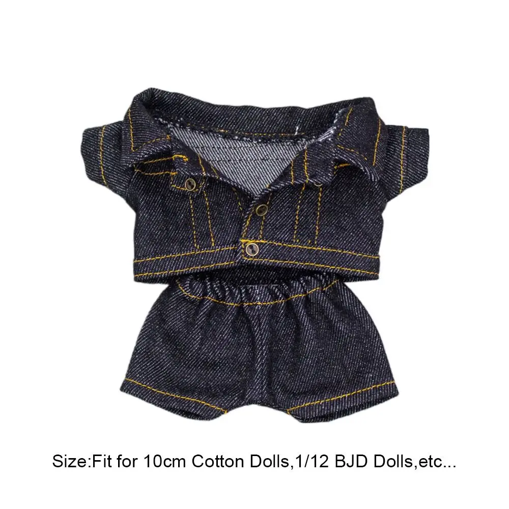 10cm Cotton Doll Clothes Fashion Jeans Pants Jacket Suits Cotton Doll Casual Wears Coat Tops 1/12 Dolls Clothes Accessories