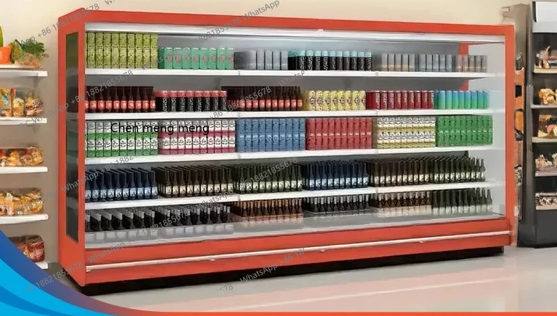 Commercial air curtain cabinet, fruit preservation, fresh a la carte, supermarket yogurt beverage refrigerated display cabinet