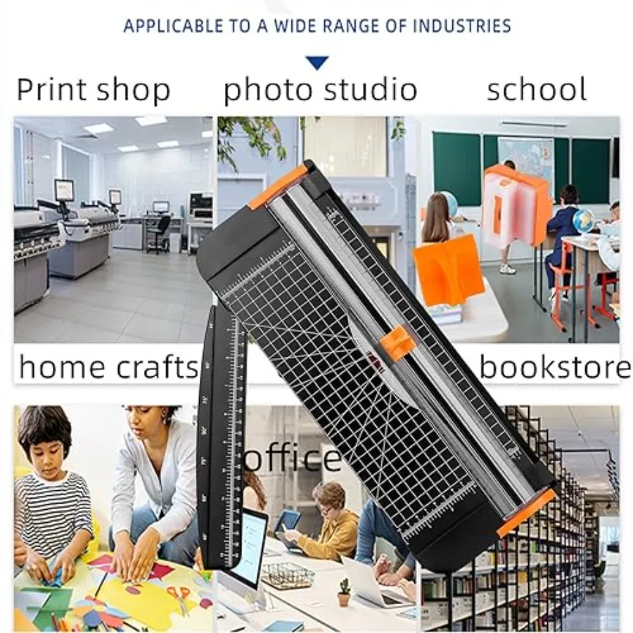 A4 الة قطع الورق الورق المتقلب المحمولة ورقة القطاعة 12 بوصة التيتانيوم سكرابوكينغ أداة مع 3 قطعة شفرات استبدال مع Safegu #5