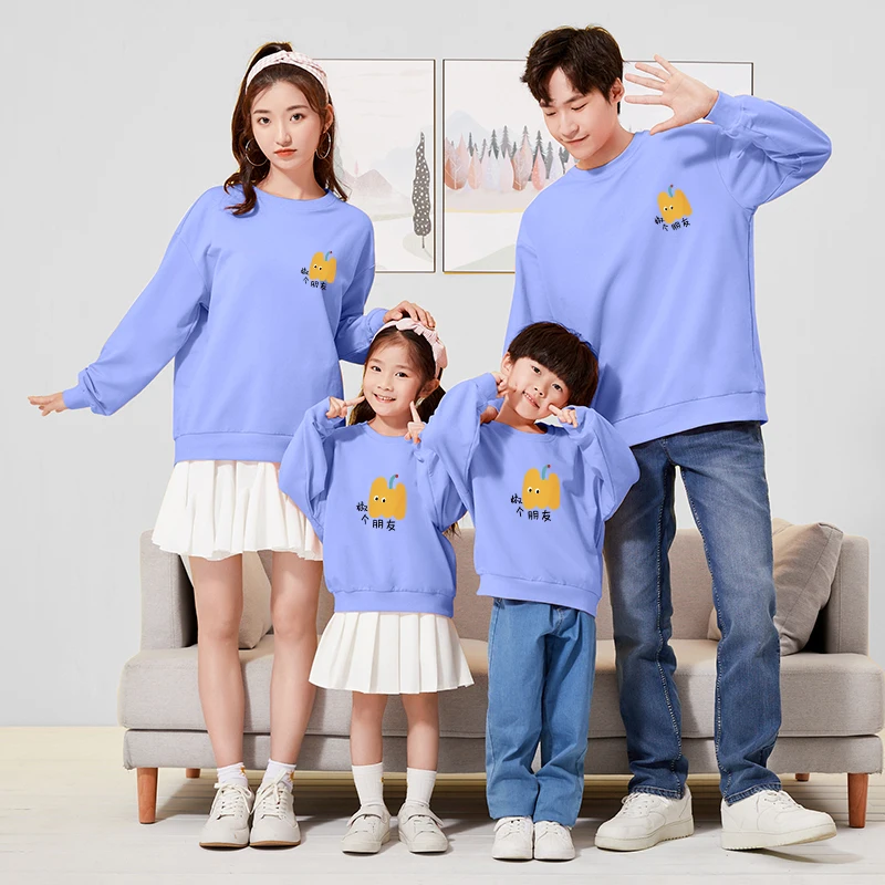 

8 Colors Family Look For Daddy Mommy Daughter Son Spring Autumn Cotton Sweatshirt Casual Family Matching Outfits Sweatshirts