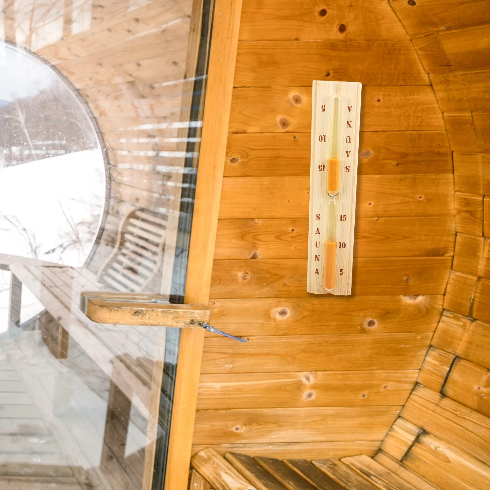 Sauna Hourglass Wooden Clear Glass Tube 15-Minute Timer Reusable Sand Timer Sauna Room Accessory Wooden Hourglass