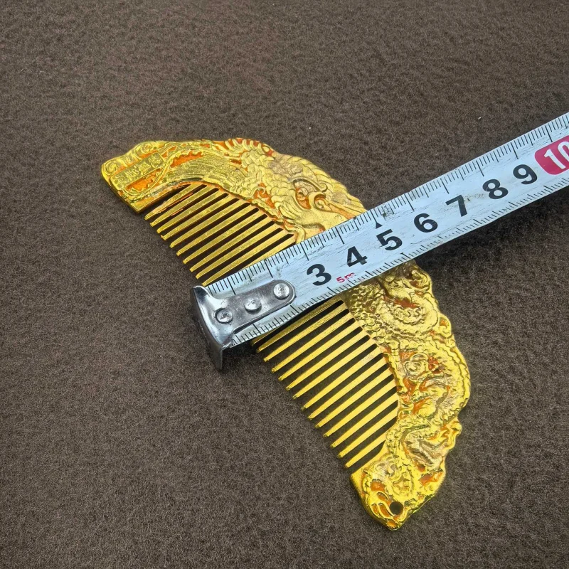 Brass dragon and phoenix, exquisite comb, holiday gift, portable travel metal craft