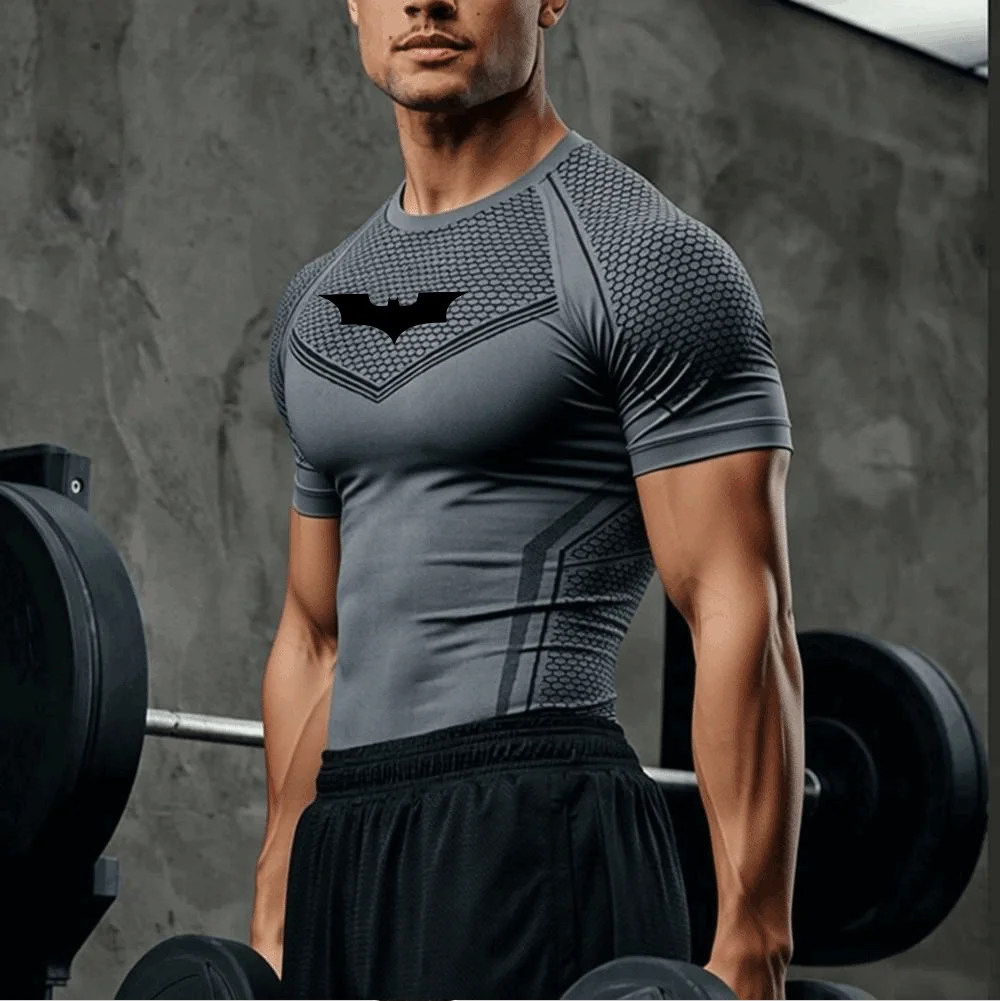 Herren Kompressionsshirt Workout Sport Schnelltrocknend Atmungsaktiv Schweißabsorbierend Eng Anliegendes Gym T-Shirt Fitness Elastisches Oberteil Tee für Männer