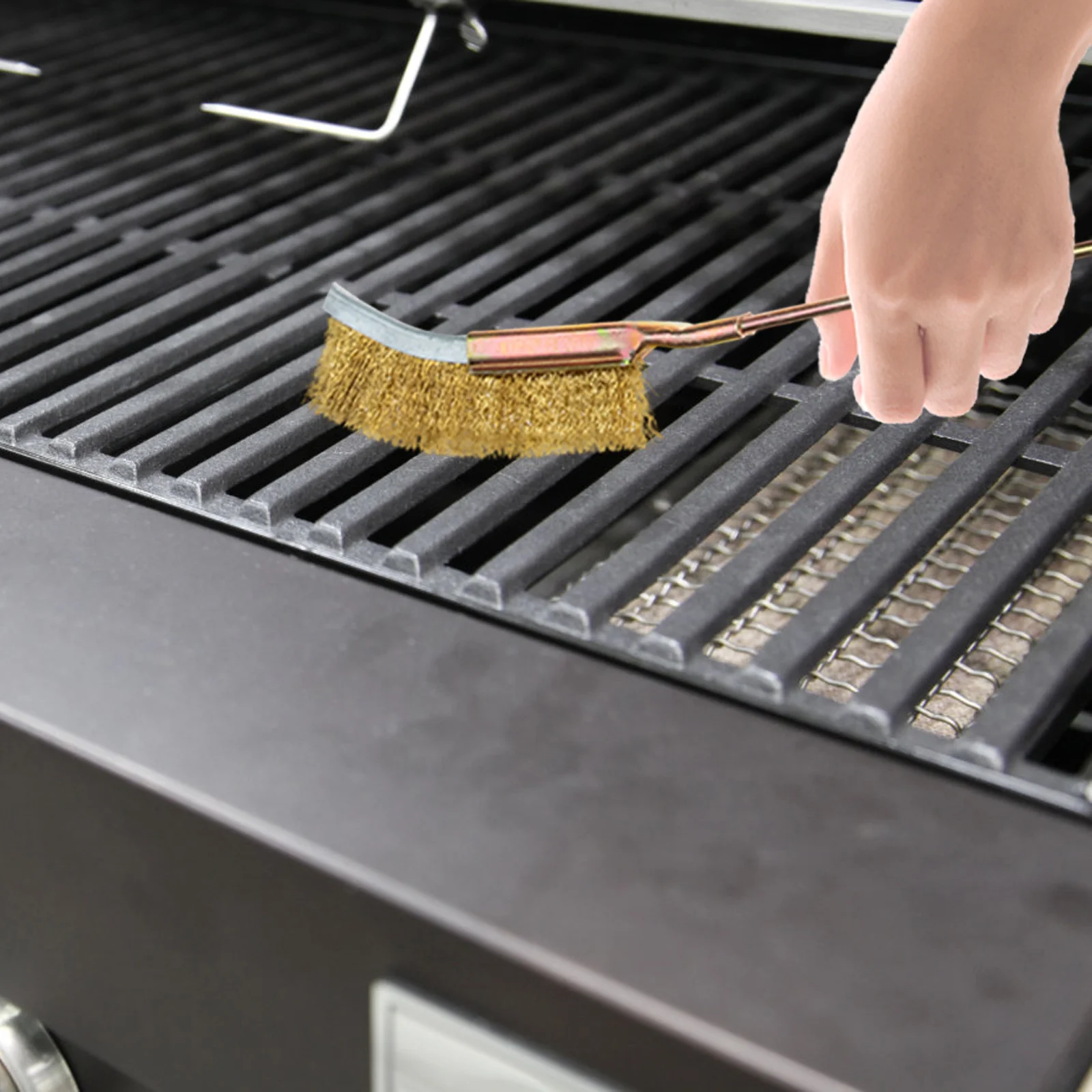 

2Pcs Copper Wire Scratch Brush Iron Handle Strong Bristles Bbq Grill Cleaning Rust Removing Wire Scratch Brush