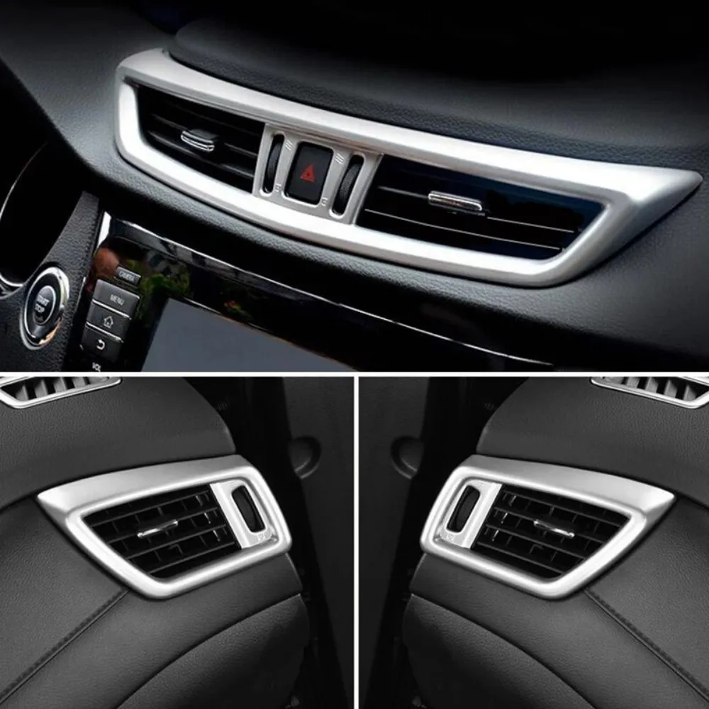ABS Chrome Car Front Console Air Condition Vent Outlet Cover Trim For Nissan X-Trail XTrail Rogue T32 2014-2020 2021 Accessories