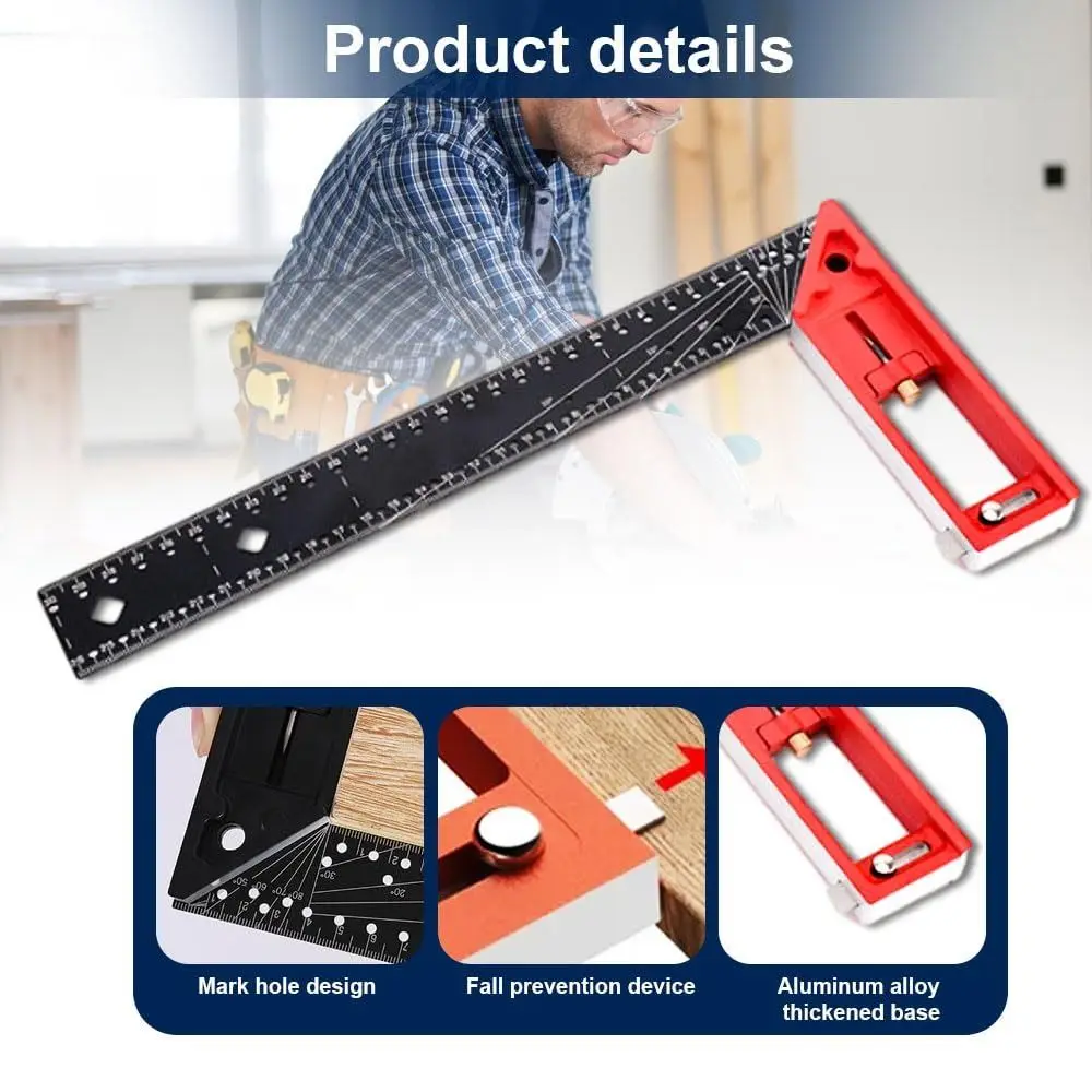 

Multi-Angle Measuring Ruler Universal Combination L Square Right Angles Ruler Right Angle Ruler Angle 45/90 Gauge