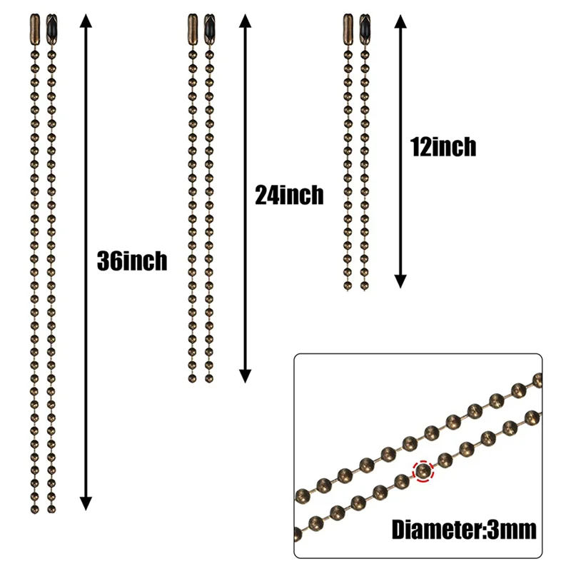 BAAJ-36 piezas extensor de cadena de tracción para ventilador de techo extensión de cadena de ventilador de bronce 12/24/ 36 pulgadas cadena de tracción para ventilador de techo Extra larga