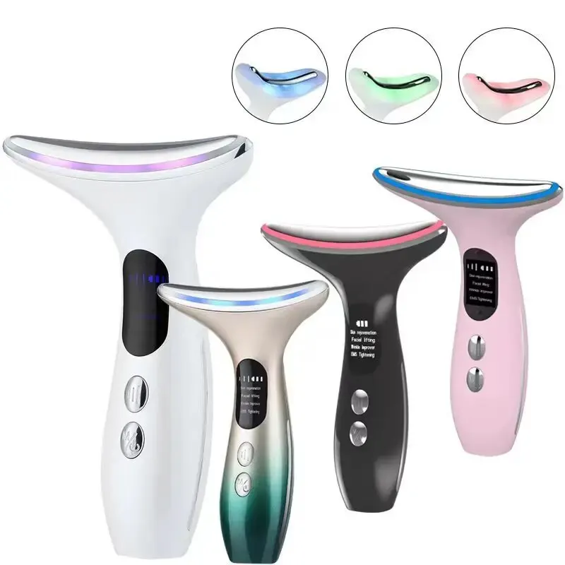 EMS Microcurrent Chin Lifting Face Neck Beauty Device LED Photon Firming Rejuvenation Anti Wrinkle Skin Care Facial Massager