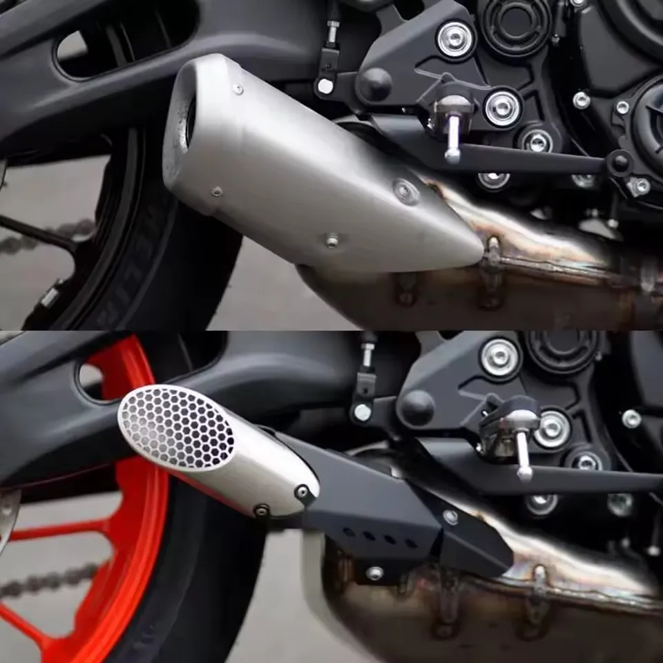 For Yamaha R7 2021-2026 MT-07 YZF-R7 FZ-07 XSR 700 Tracer 7 700 Escape Exhaust Pipe Muffler With Aluminium Heat Shield Cover 2