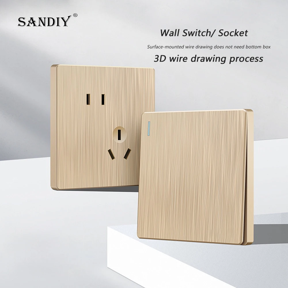 TEP Open Switch and Socket Brushed Panel Multi Hole Ultra-Thin 86 Type Wall Exposed Box Household Two, Three, Three Sockets