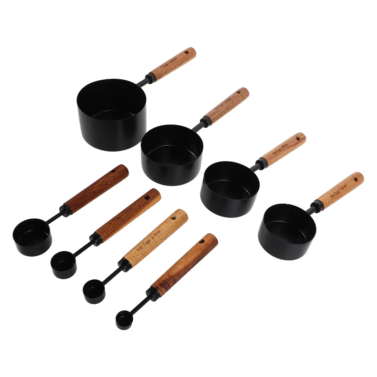

8Pcs Stainless Steel Kitchen Measuring Cups Wood Handle Set Baking Cooking Measuring Spoons Dry Mixing Pitcher
