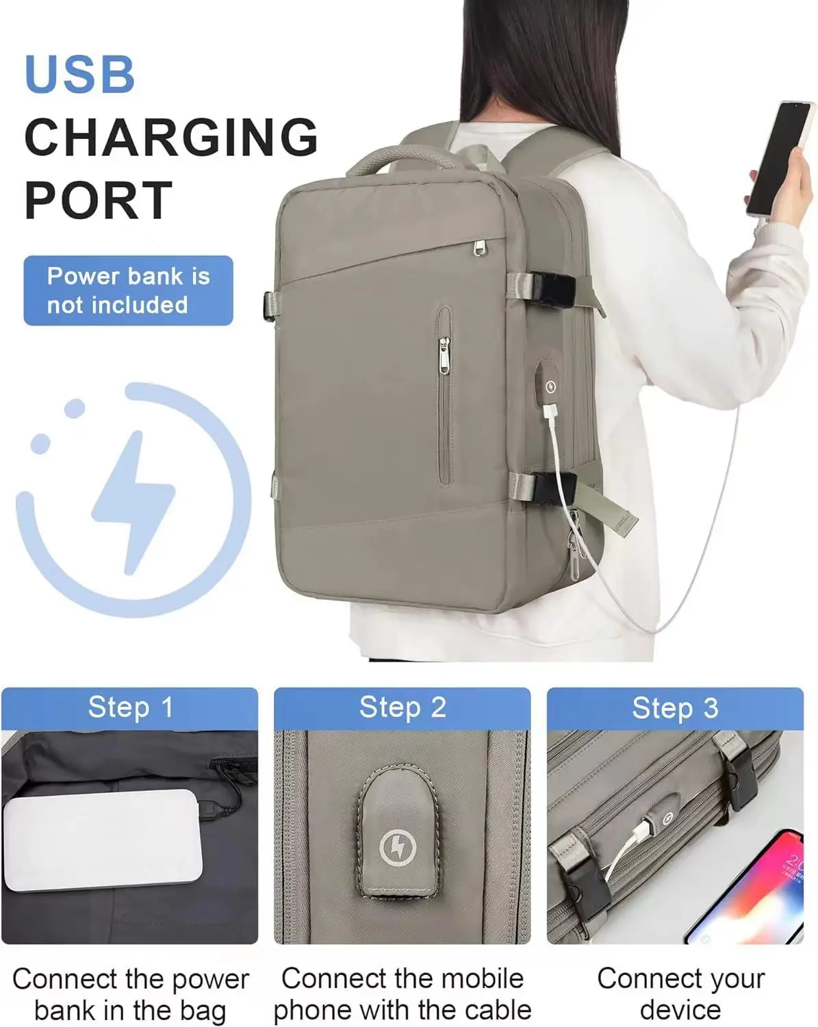 

Expandable & Large-Capacity travel Backpack For Men with External USB Port & Separate Dry and Wet Warehouse Mochila De Hombre
