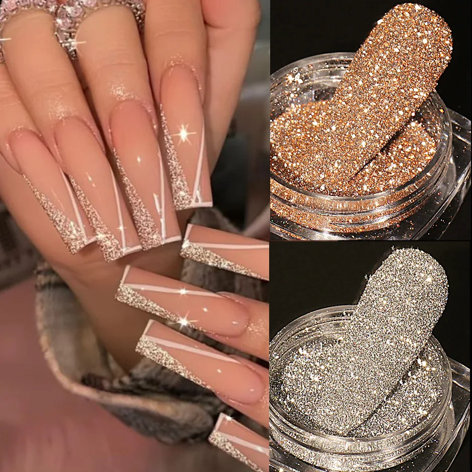 8 Kleuren Laser Reflecterende Diamant Nail Poeder Holografische Glinsterende Glitter Kristal Pailletten Pigment Uv Gel Polish Nail Decor # Ft