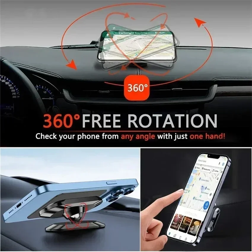 360° Magnetic Car Phone Holder Magnet Smartphone Mobile Stand Cell GPS Support For iPhone 17 16 XR Xiaomi Mi Huawei Samsung LG view 3