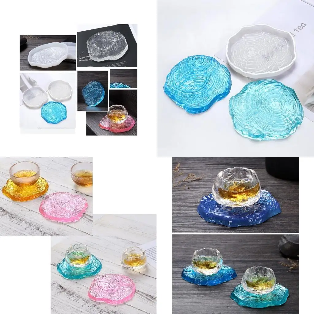 

J78F Creative Ripple Coaster UV Crystal Epoxy Resin Mold Cup Mat Tray Silicone Mould DIY Crafts Home Decorations Casting Tool
