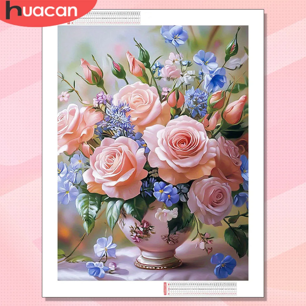 HUACAN Diamond Painting Sets Rosen-Blumen-Diamantkunst Mosaik Florale Strass-Komplettsets Quadratisch Rund Heimdekoration