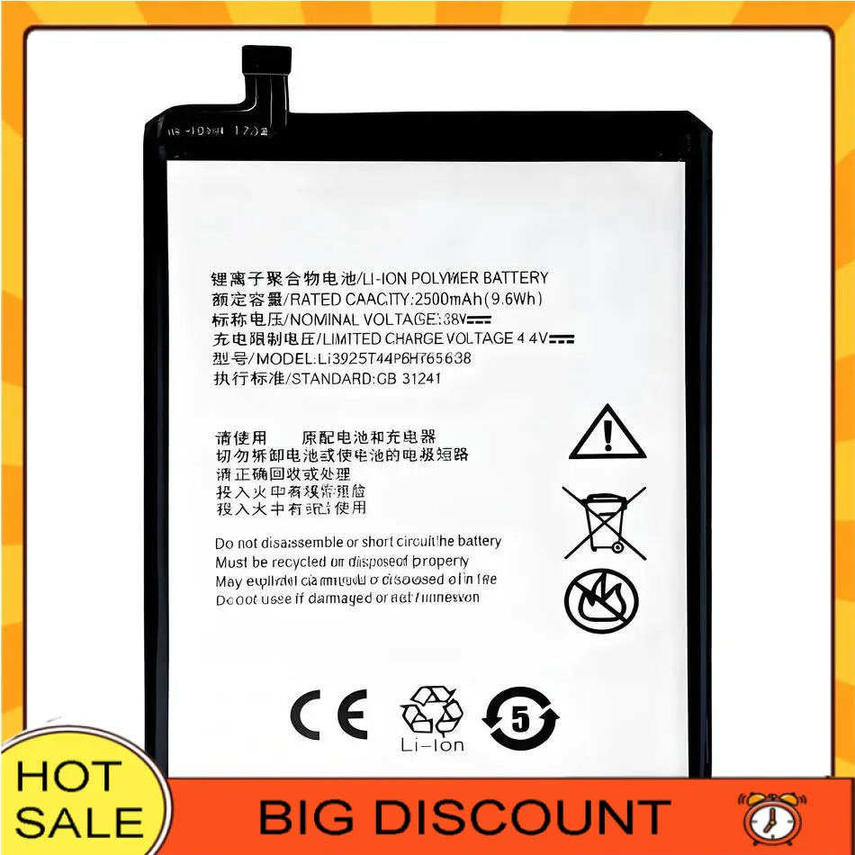 

Environmentally Friendly Li3925t44p6h765638 For Zte Blade V8 Lite 5.0 Inch 2500Mah Mobile Phone Battery